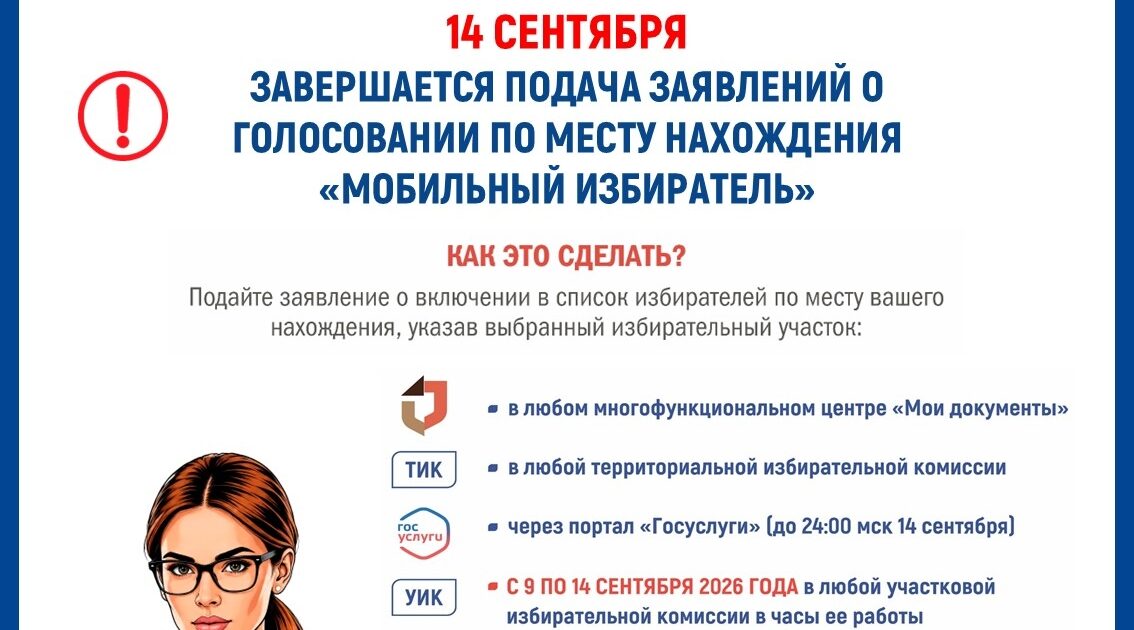 Брянский избирком: 14 сентября 2026 года последний день подачи заявлений о голосовании по месту нахождения